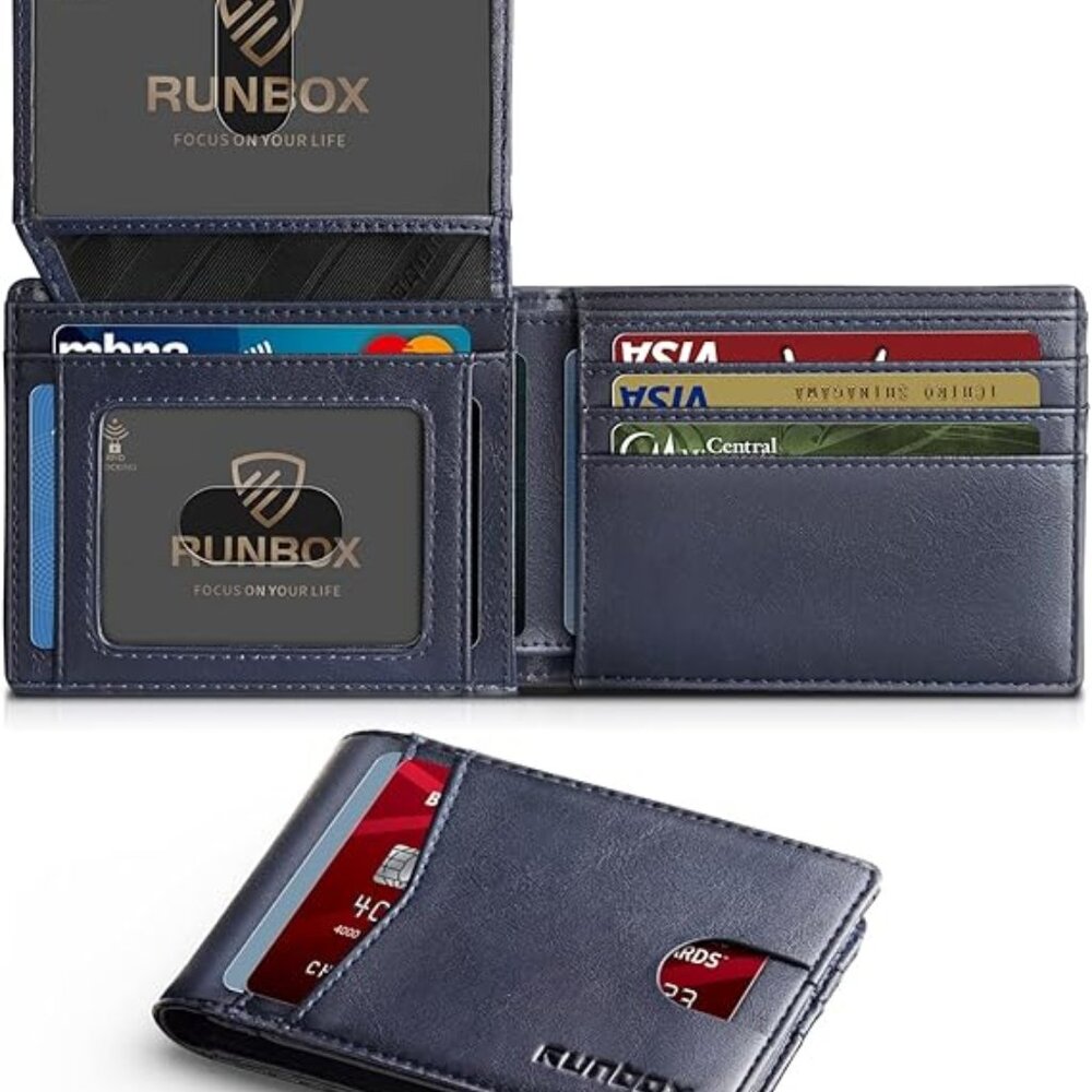 RUNBOX Leather Wallet - Classic Blue - Navy Blue -  New/Without Box
